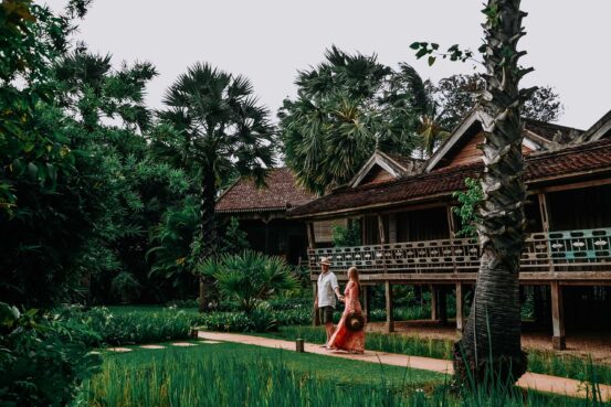Couple walking outside at Sala Lodges