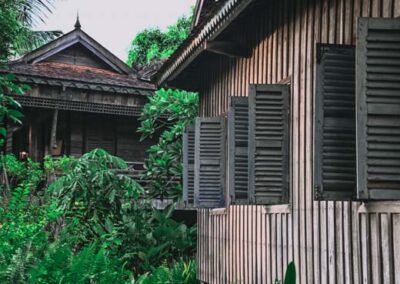 Open Grey Shutters of House Pram Pi
